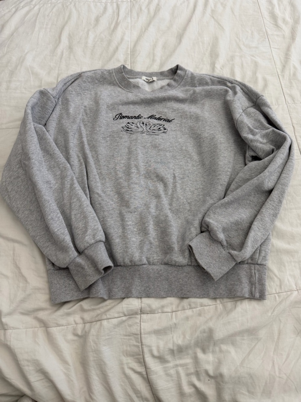Garage Grey Crewneck Sweatshirt with Swan Graphic